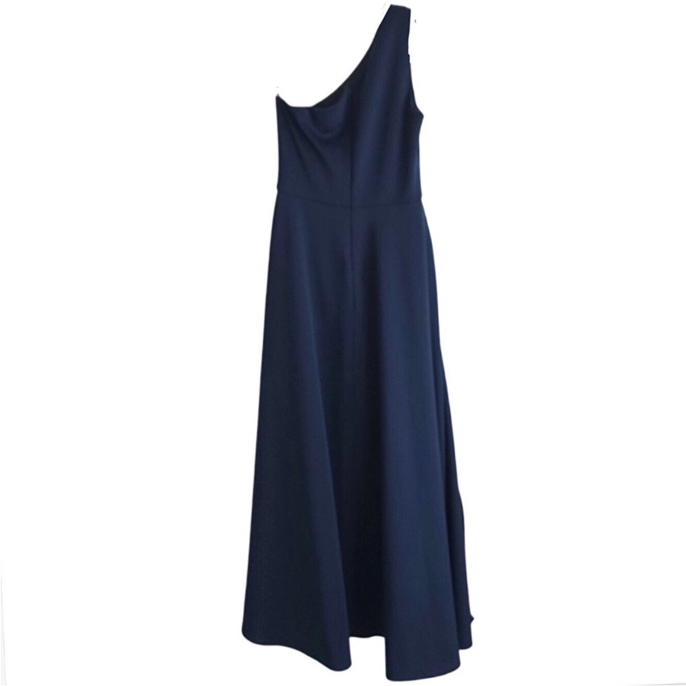 Xscape One Shoulder Scuba Crepe Evening Gown Blue Cocktail Dress Size 10 - Picture 4 of 7